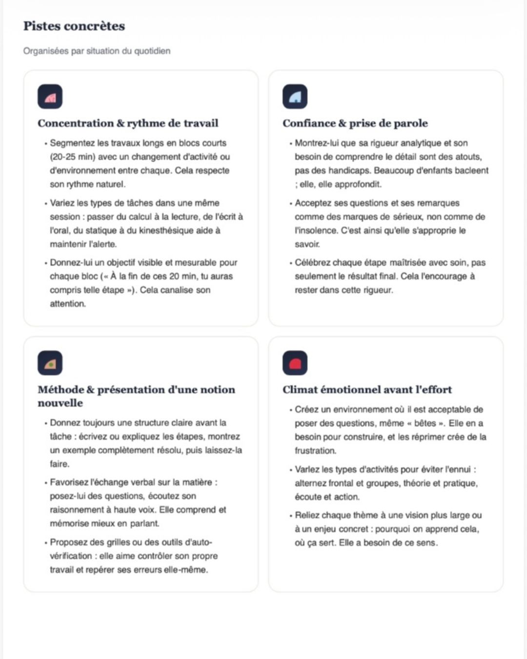 Pistes concrètes organisées par situation du quotidien